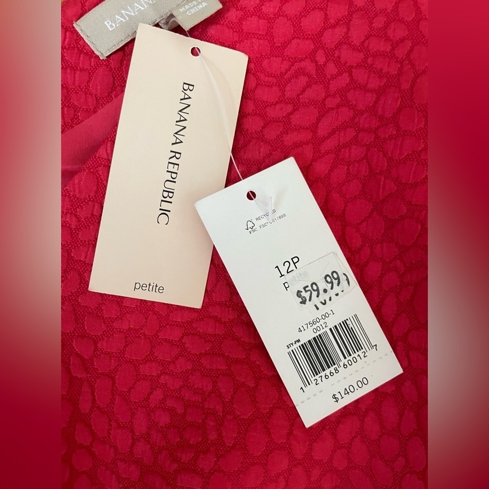 NWT! Banana Republic Petite Pink Textured Dress - Picture 3 of 14